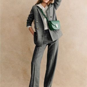 Mottled gray double breasted blazer